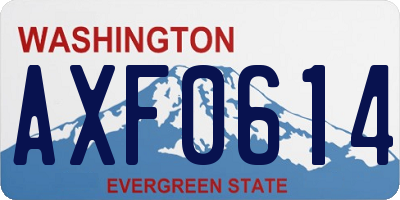 WA license plate AXF0614