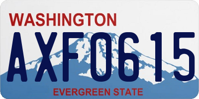 WA license plate AXF0615