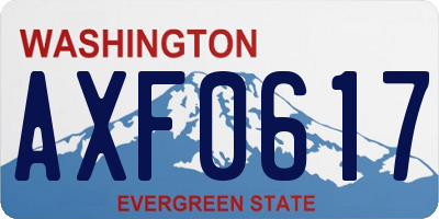 WA license plate AXF0617
