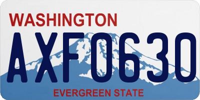 WA license plate AXF0630