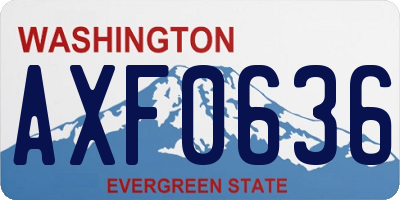 WA license plate AXF0636