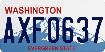 WA license plate AXF0637