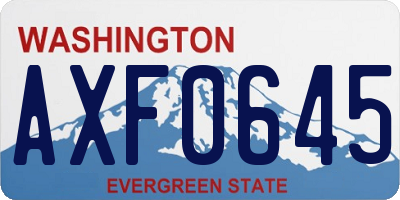 WA license plate AXF0645