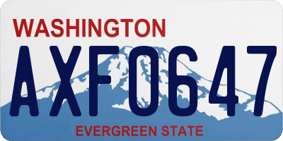 WA license plate AXF0647
