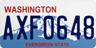WA license plate AXF0648