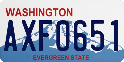 WA license plate AXF0651