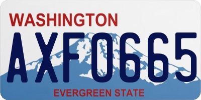 WA license plate AXF0665