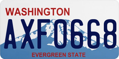 WA license plate AXF0668