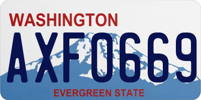 WA license plate AXF0669