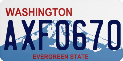 WA license plate AXF0670