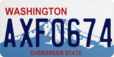 WA license plate AXF0674