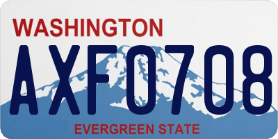 WA license plate AXF0708