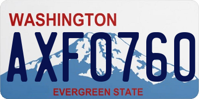 WA license plate AXF0760