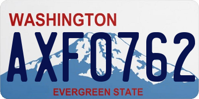 WA license plate AXF0762