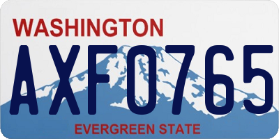 WA license plate AXF0765