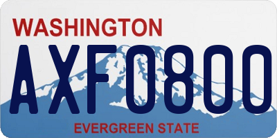 WA license plate AXF0800
