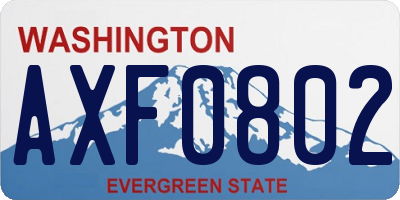 WA license plate AXF0802