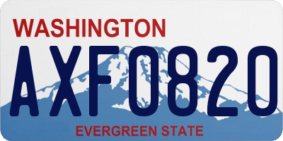 WA license plate AXF0820