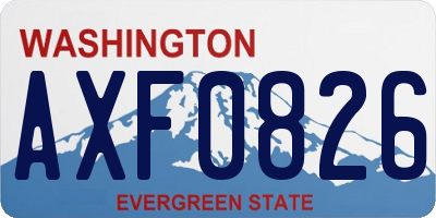 WA license plate AXF0826