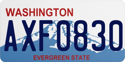 WA license plate AXF0830