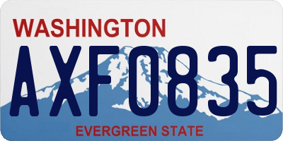 WA license plate AXF0835