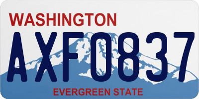 WA license plate AXF0837