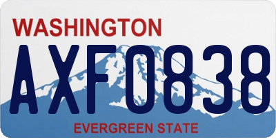 WA license plate AXF0838