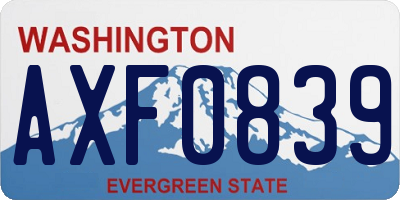 WA license plate AXF0839
