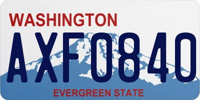 WA license plate AXF0840