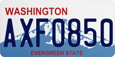 WA license plate AXF0850