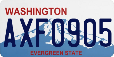 WA license plate AXF0905