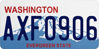 WA license plate AXF0906