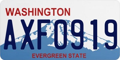 WA license plate AXF0919