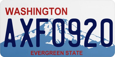 WA license plate AXF0920