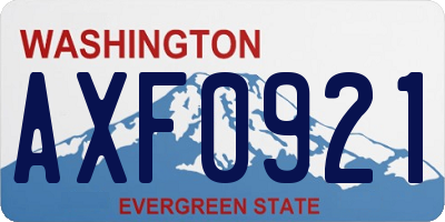 WA license plate AXF0921