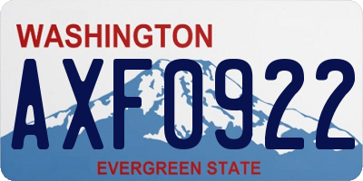 WA license plate AXF0922