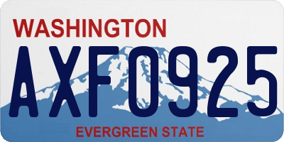 WA license plate AXF0925
