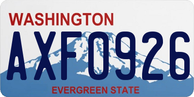 WA license plate AXF0926