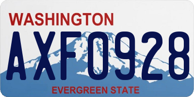 WA license plate AXF0928