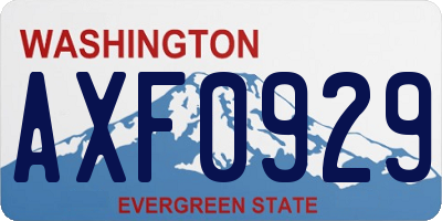 WA license plate AXF0929
