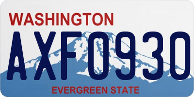 WA license plate AXF0930