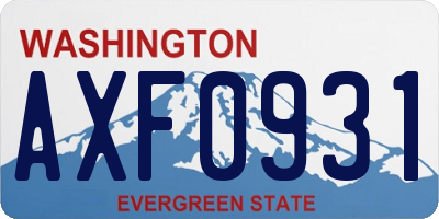 WA license plate AXF0931