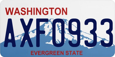 WA license plate AXF0933