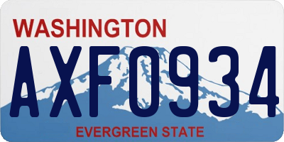 WA license plate AXF0934