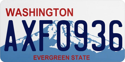 WA license plate AXF0936