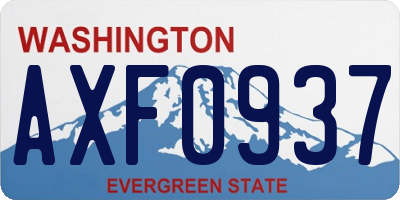 WA license plate AXF0937