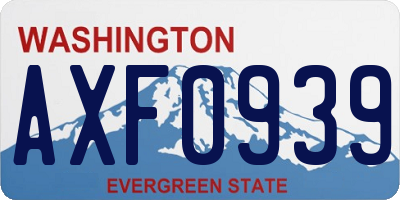 WA license plate AXF0939