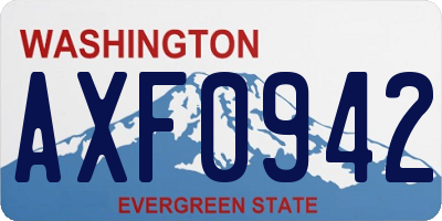 WA license plate AXF0942
