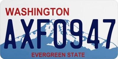 WA license plate AXF0947