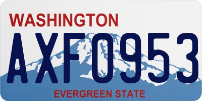 WA license plate AXF0953